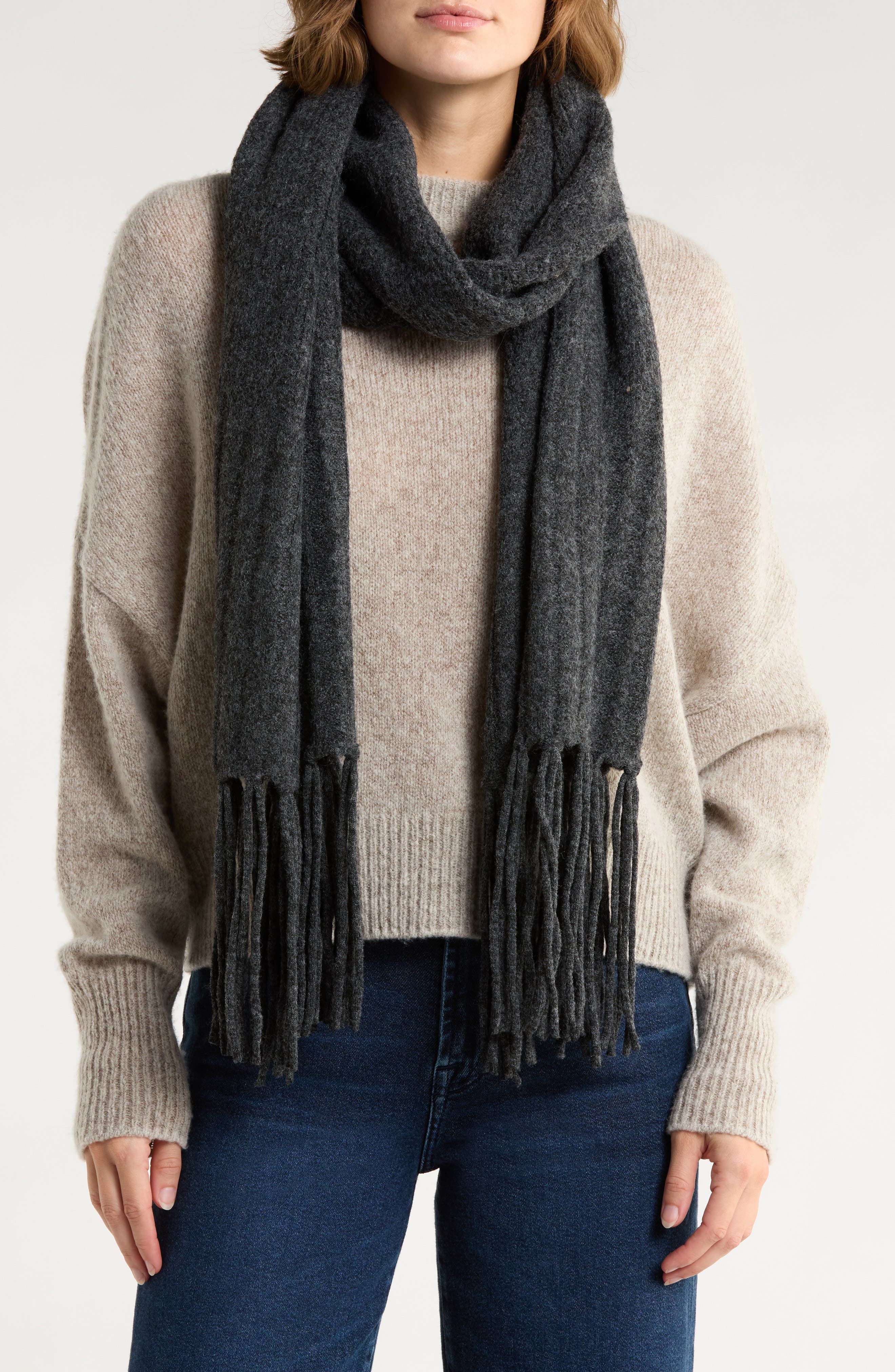 BCBG Fringe Trim Muffler Scarf