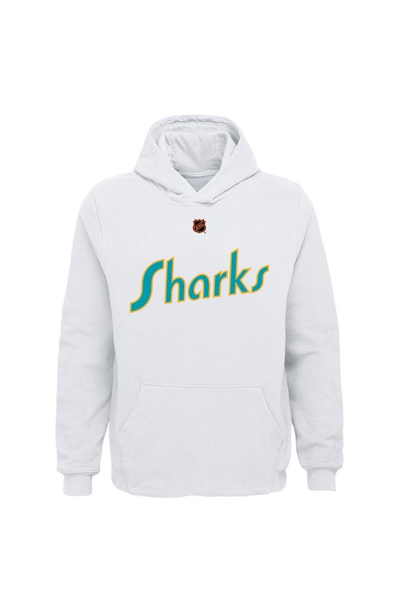 Outerstuff Youth White San Jose Sharks Special Edition 2.0 Primary Logo Fleece Pullover Hoodie, Alternate, color, White