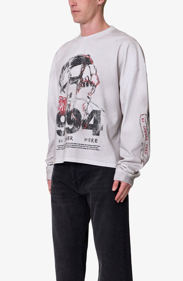 mnml No Longer Here Oversize Long Sleeve Cotton Graphic T-Shirt, Alternate, color, White