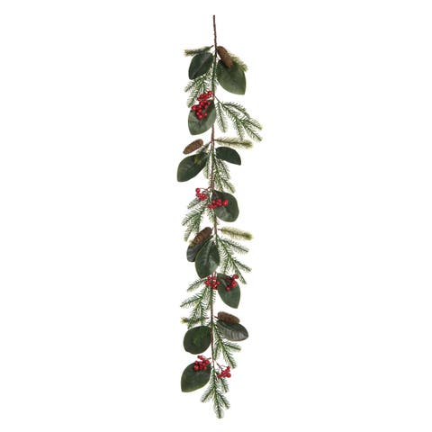 Artificial Green Christmas Holiday Berry Garland