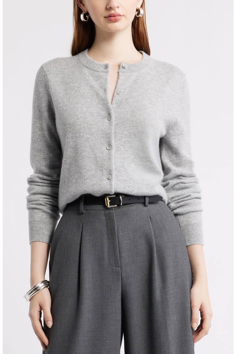 Cashmere Button-up Cardigan, Main, color, GREY SILK HEATHER