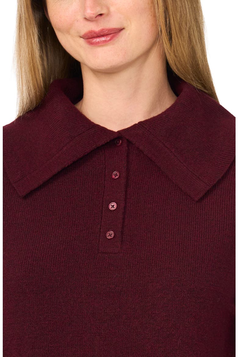 Wide Collar Polo Sweater, Alternate, color, WINE