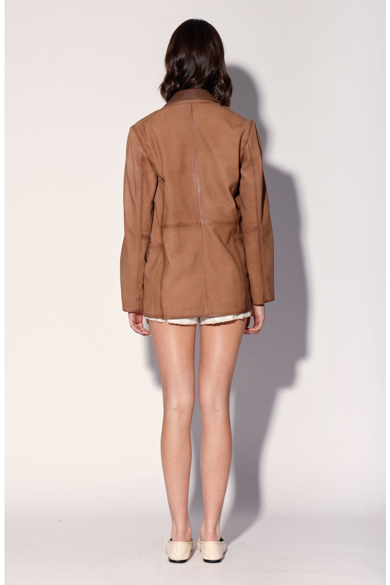 Ray Leather Blazer, Alternate, color, Mousse Nubuck
