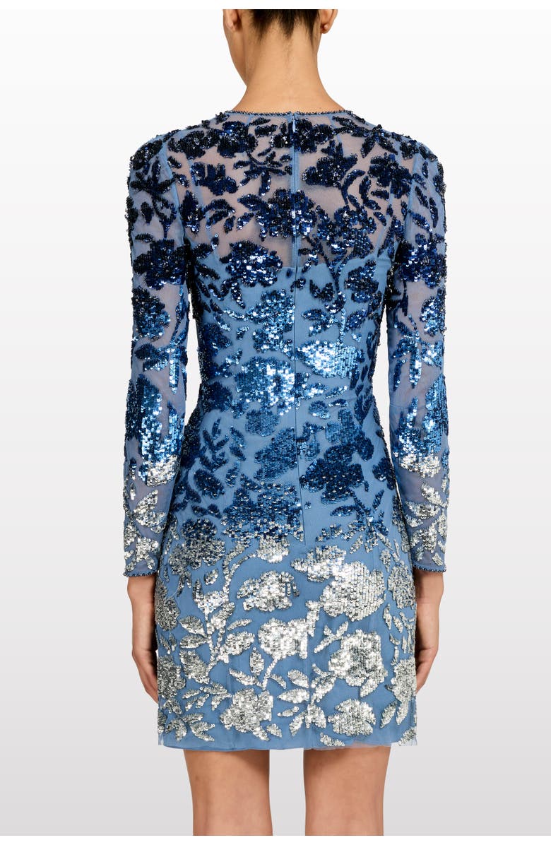 Jenny Packham Jazz Sequin-Embellished Floral-Pattern Mini Dress, Alternate, color, Denim