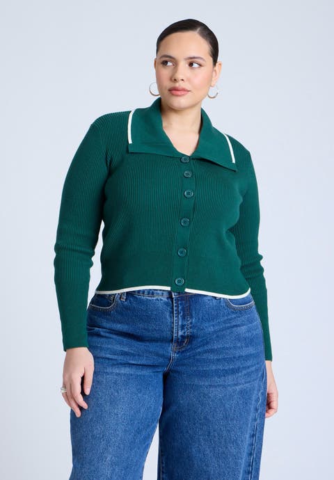 Oversized Collar Ribbed Sweater