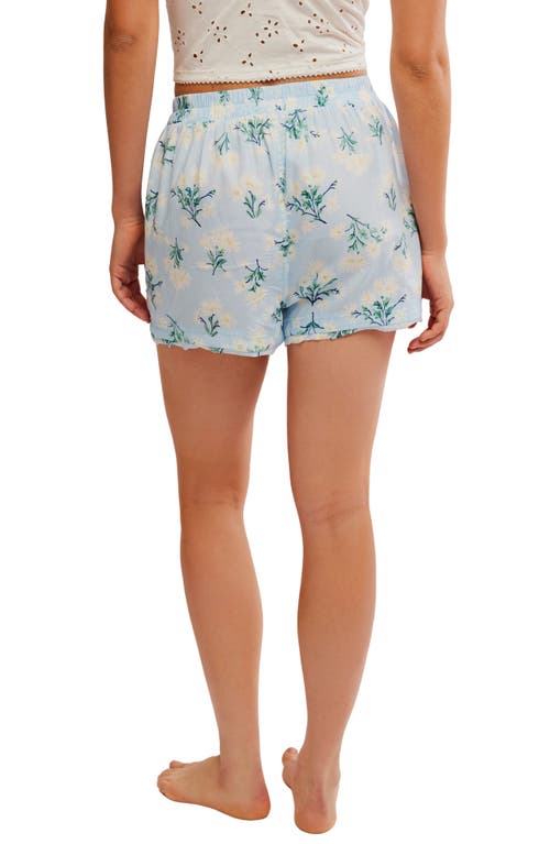 Free People Day To Day Floral Boxer Shorts In Chambray Combo