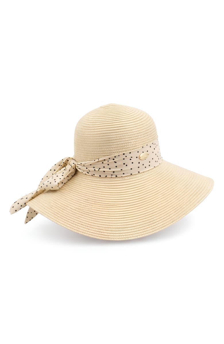 SURELL Bow Bell Straw Hat, Alternate, color, Natural/ Dot