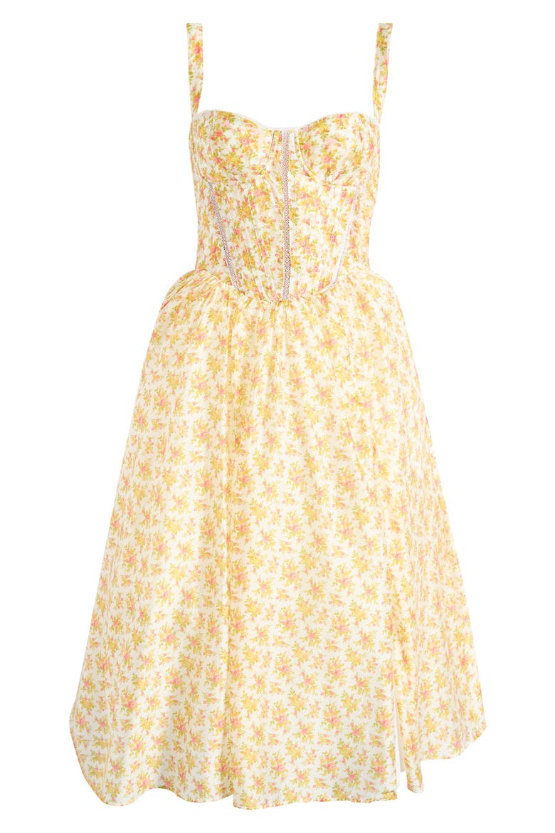 Kelly Floral Print Corset Dress, Alternate, color, SUNWAY