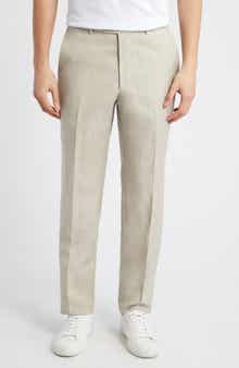 Peter Millar Harker Tan Mélange Flat Front Wool & Linen Dress Pants