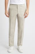 Peter Millar Harker Tan Mélange Flat Front Wool & Linen Dress Pants
