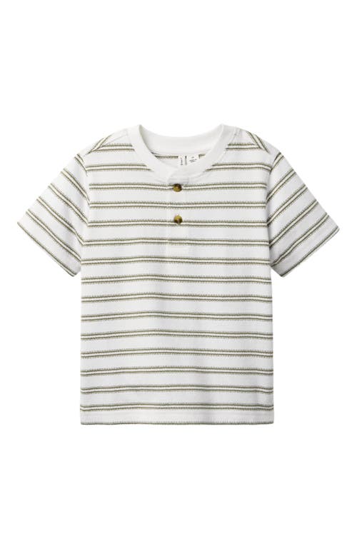 Janie And Jack Boys Stripe Henley Tee In White