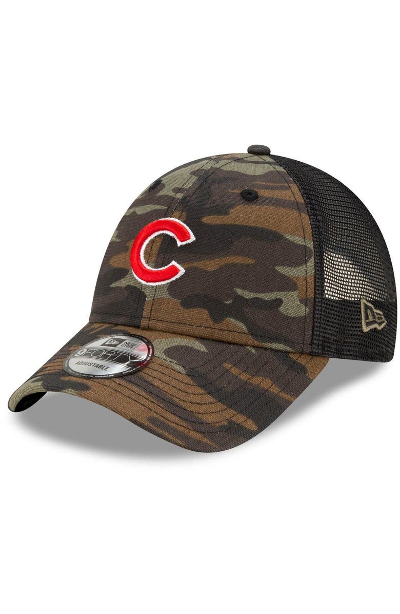 New Era Men's New Era Camo Chicago Cubs 9FORTY Trucker Snapback Hat, Main, color, 
