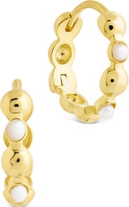 Sterling Forever Miranda Pearl Hoop Earrings