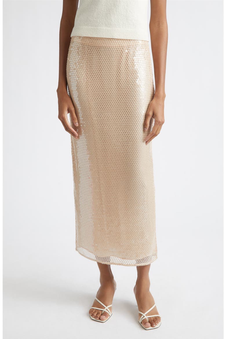 Leilani Sequin Knit Maxi Skirt, Main, color, SAND DUNE