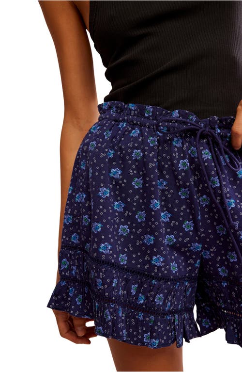Free People Cambridge Printed Pull On Shorts In Blue