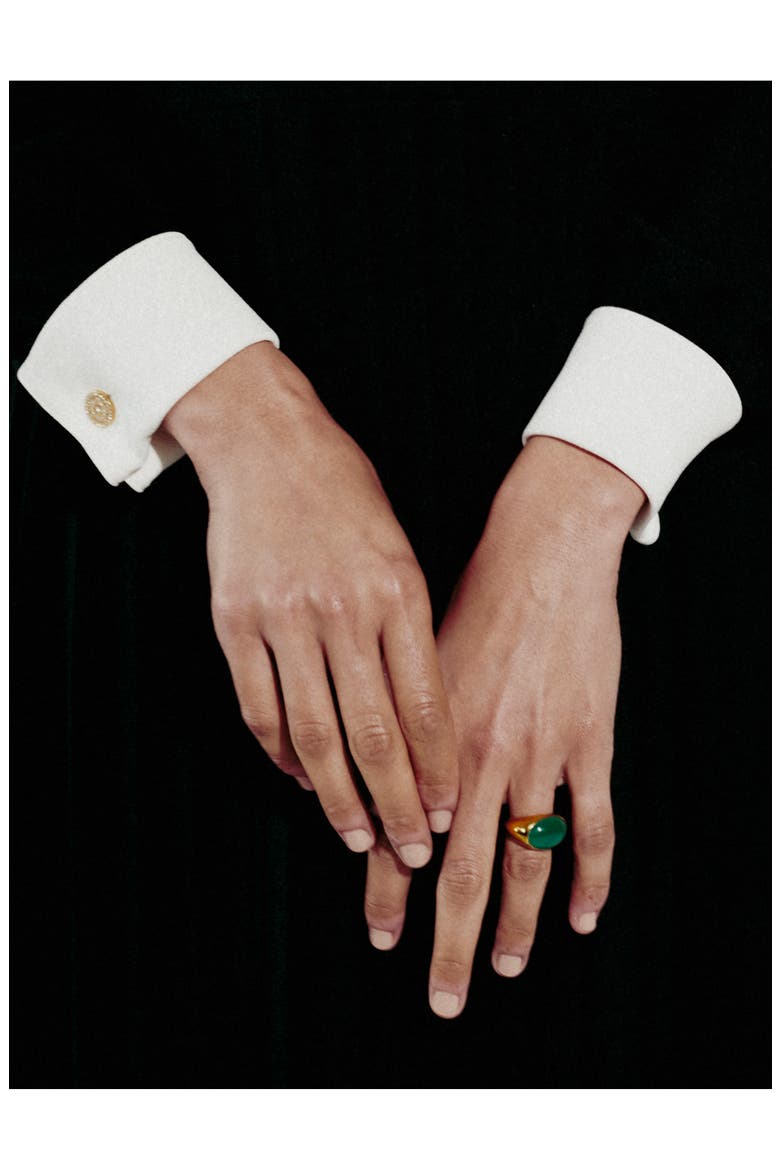 x Kate Young Onyx Dome Ring, Alternate, color, YELLOW GOLD