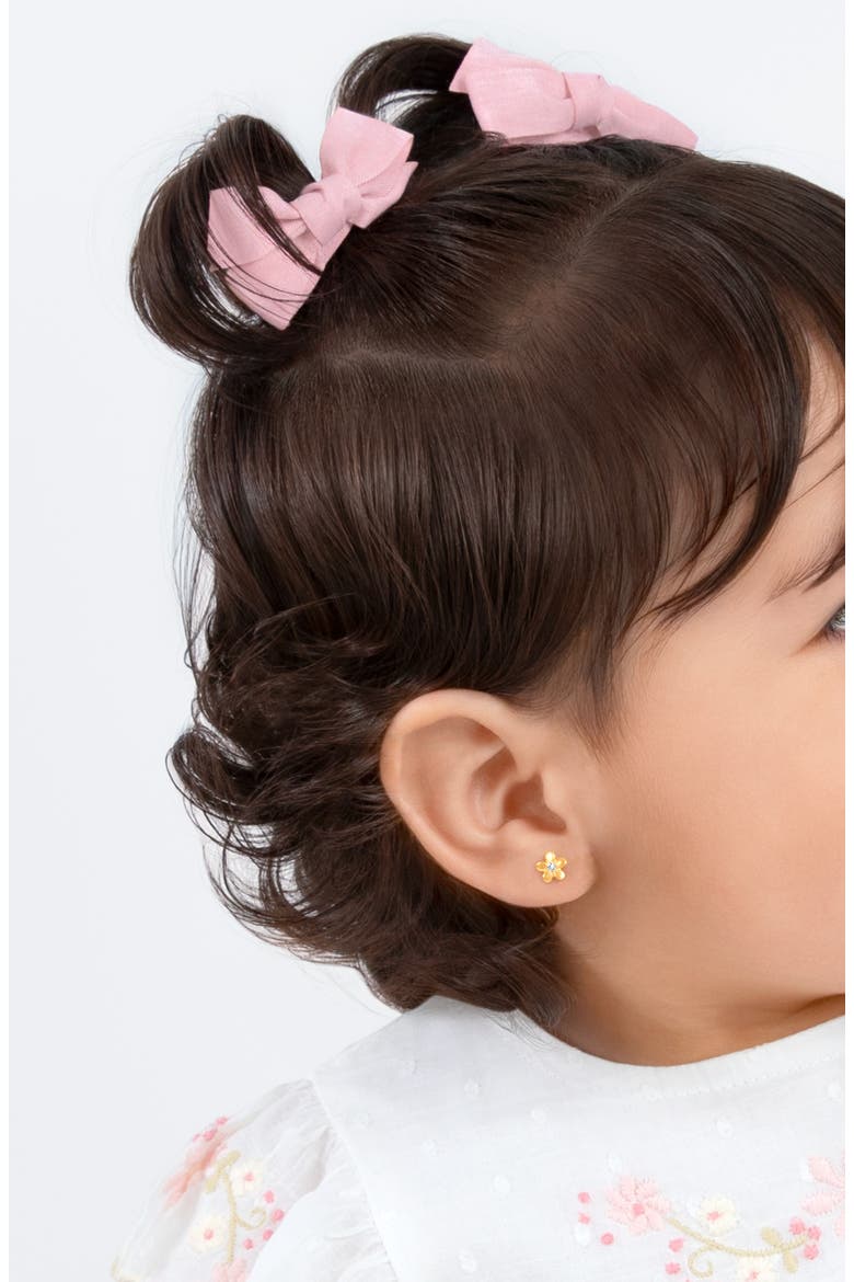 14K Gold on Titanium Golden Petals Stud Screw Back Earrings, Alternate, color, 14K Yellow Gold