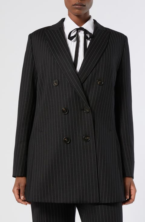 Barbra Pinstripe Stretch Jersey Jacket (Plus)