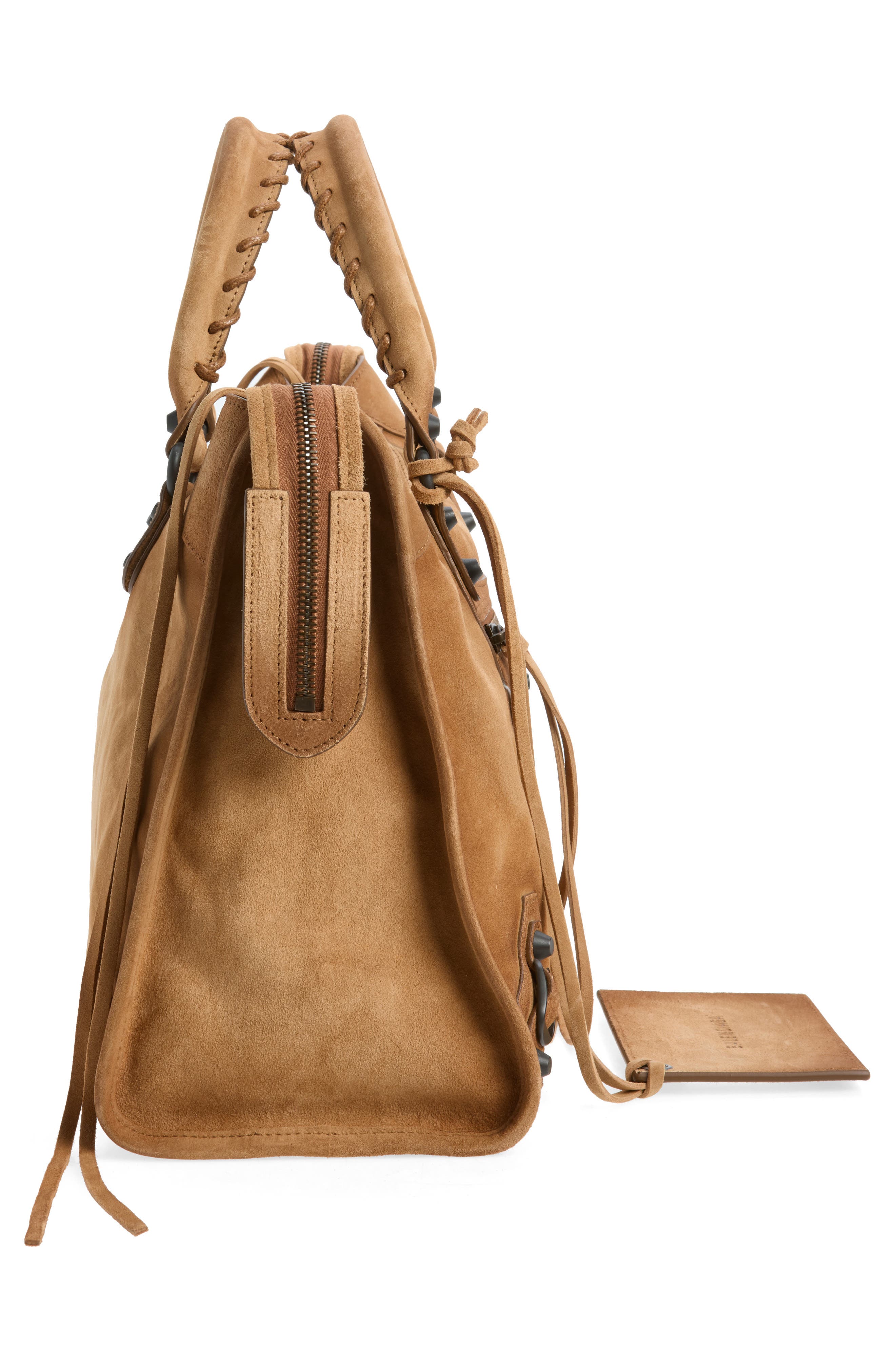 Medium Le City Suede Satchel, Alternate, color, 2533 CAMEL