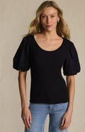 Lands' End Drapey Rib Puff Sleeve Scoop Neck Top