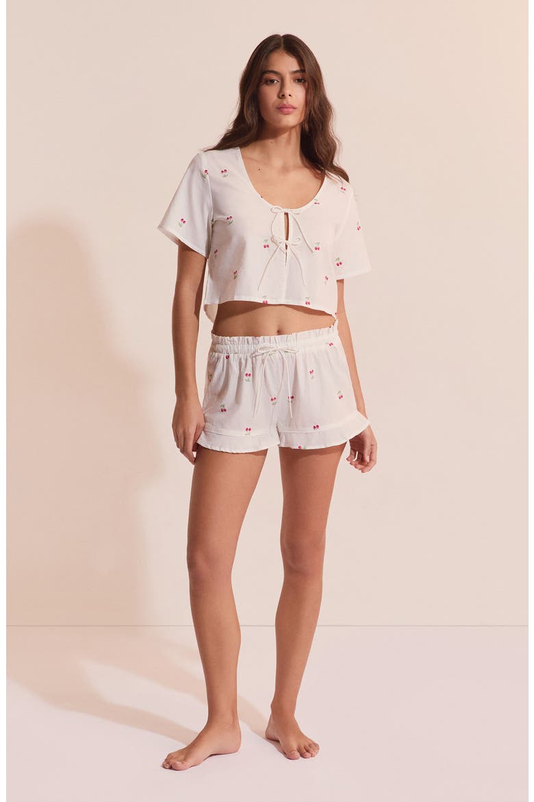 Riviere Cotton Pajama Shorts, Alternate, color, ECRU