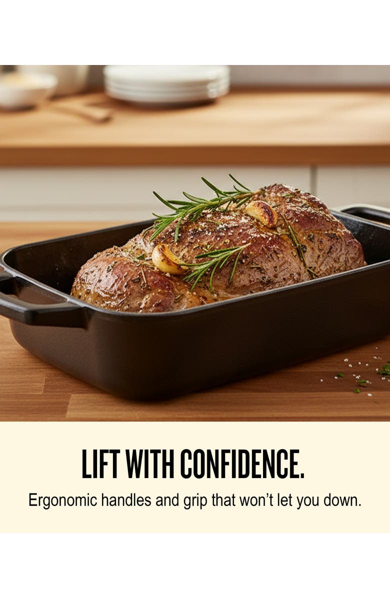 Alva Nori Enameled Cast Iron Backing Dish & Roasting Pan - 12x8, Alternate, color, Black