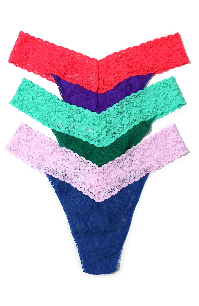 Hanky Panky Original Rise Stretch Lace Thong Panties - Pack of 3, Main, color,