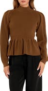 English Factory Mock Neck Peplum Rib Sweater