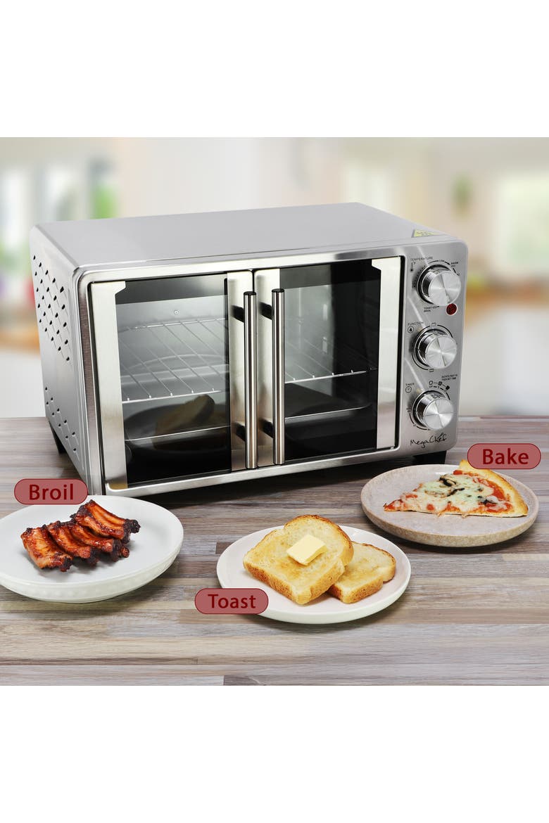 French Door Multi-Function Electric Toaster Oven with Temperature Control and Timer, Alternate, color, Grey