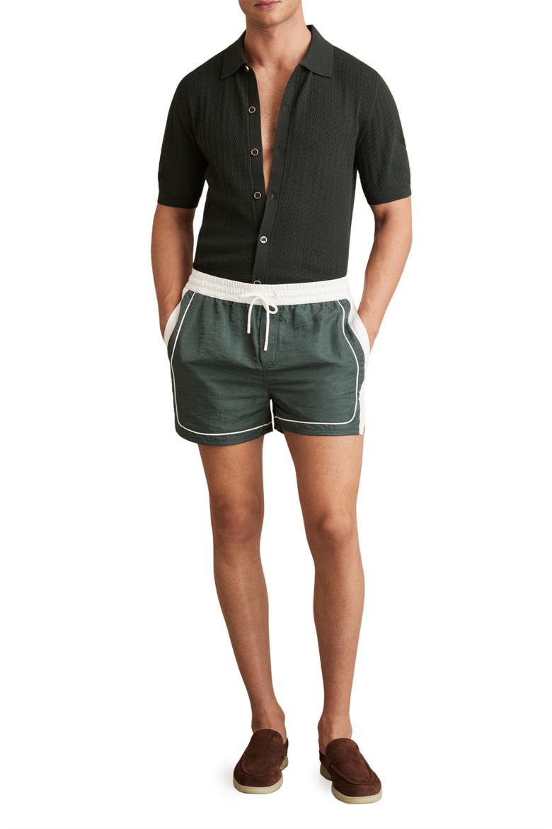Cano Swim Trunks, Alternate, color, DARK GREEN/ WHIT