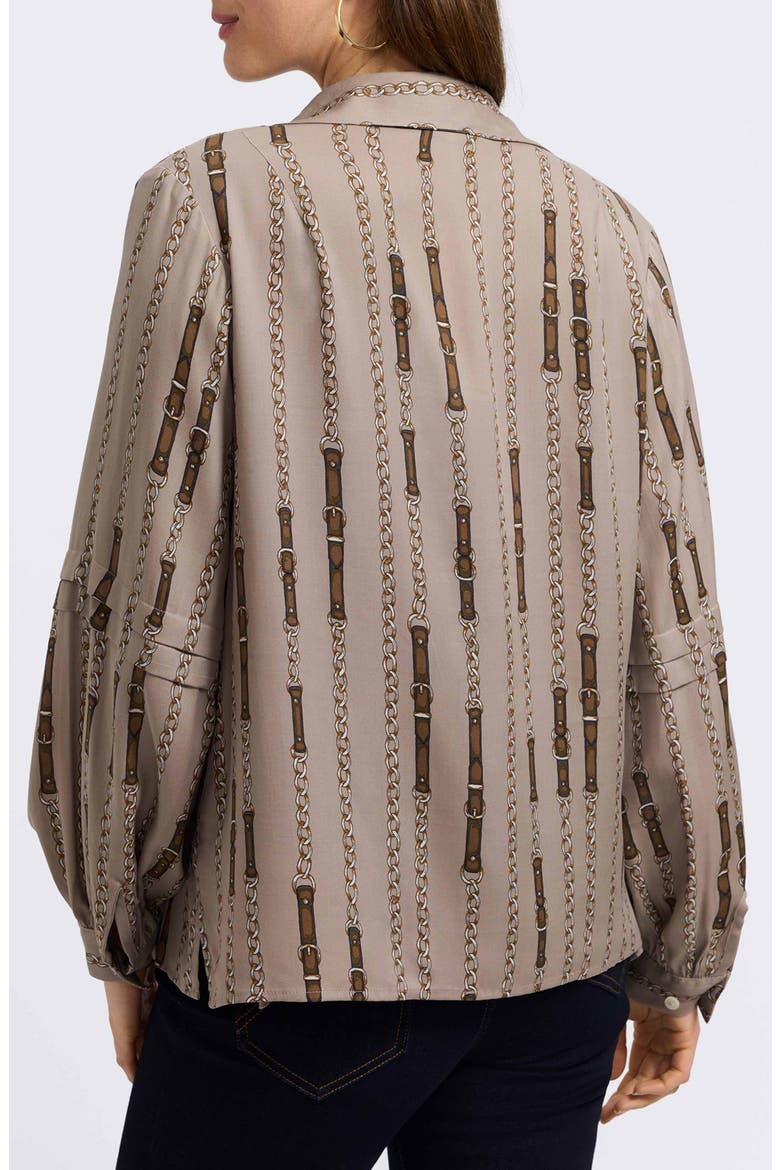 Frankie Chain Stripe Popover Top, Alternate, color, BROWN MULTI