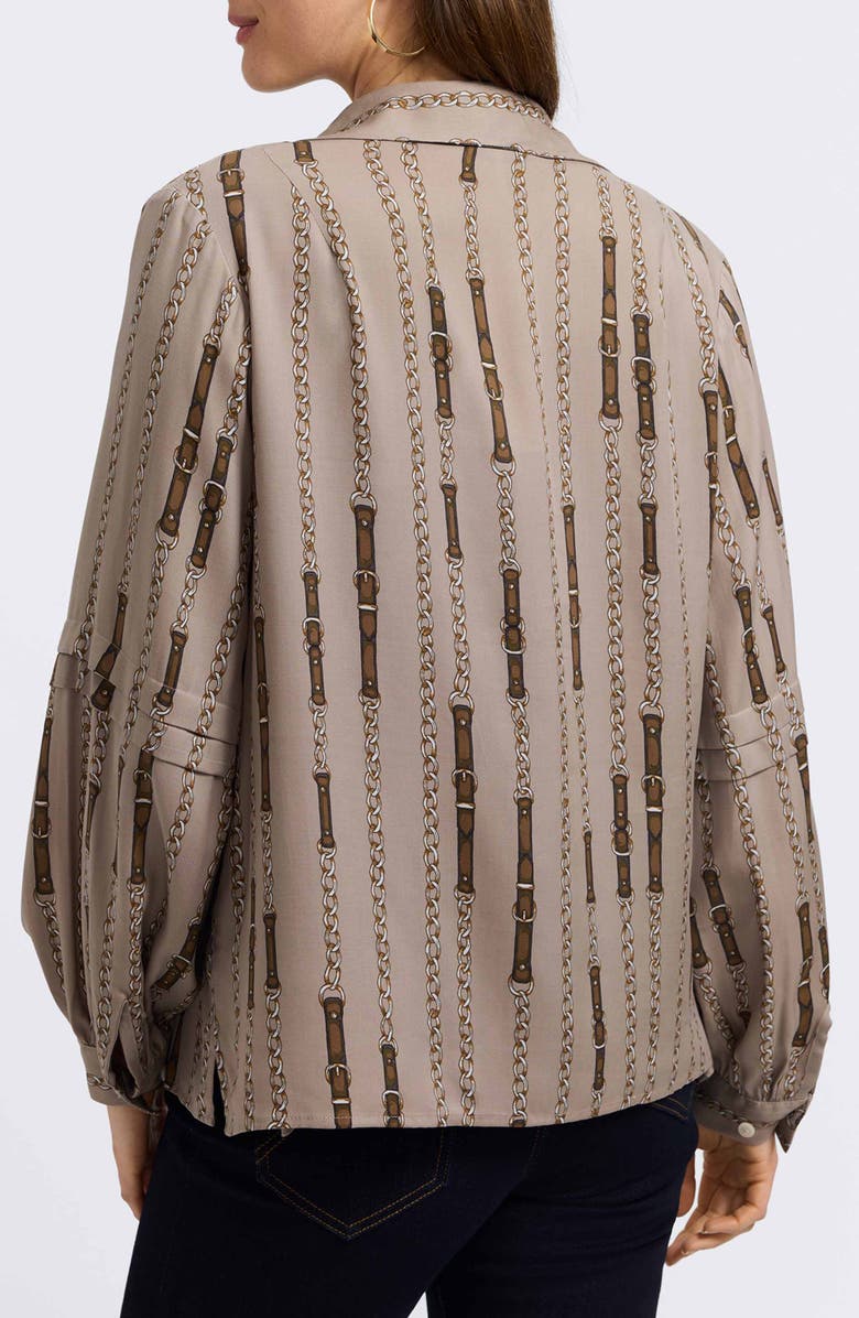 Foxcroft Frankie Chain Stripe Popover Top, Alternate, color, Brown Multi