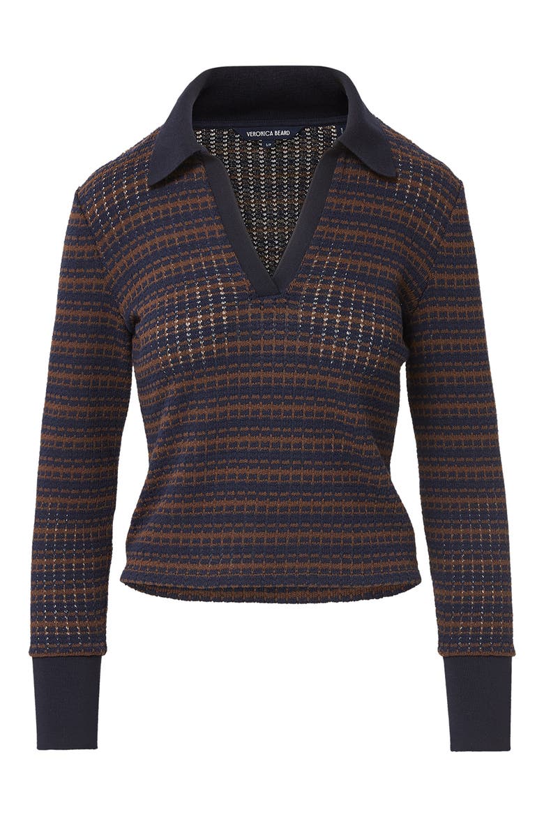 Kamal Stripe Polo Sweater, Alternate, color, NAVY DARK UMBER MULTI