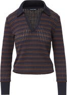 Veronica Beard Kamal Stripe Polo Sweater
