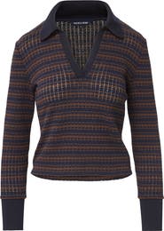 Veronica Beard Kamal Stripe Polo Sweater