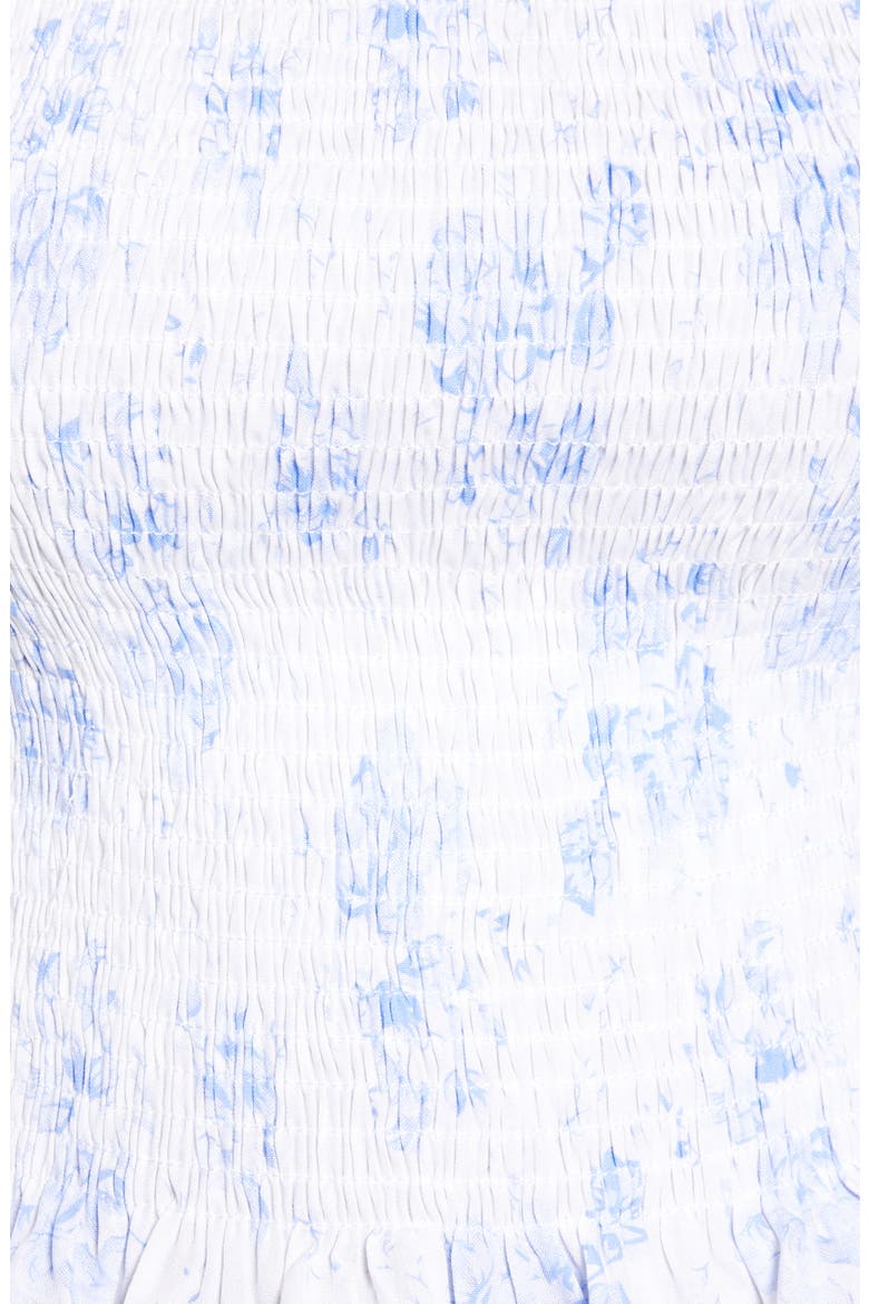Floral Smocked Cotton Blend Blouse, Alternate, color, BLUE