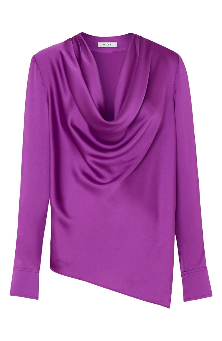 Milly Nancy Cowl Neck Satin Top, Alternate, color,