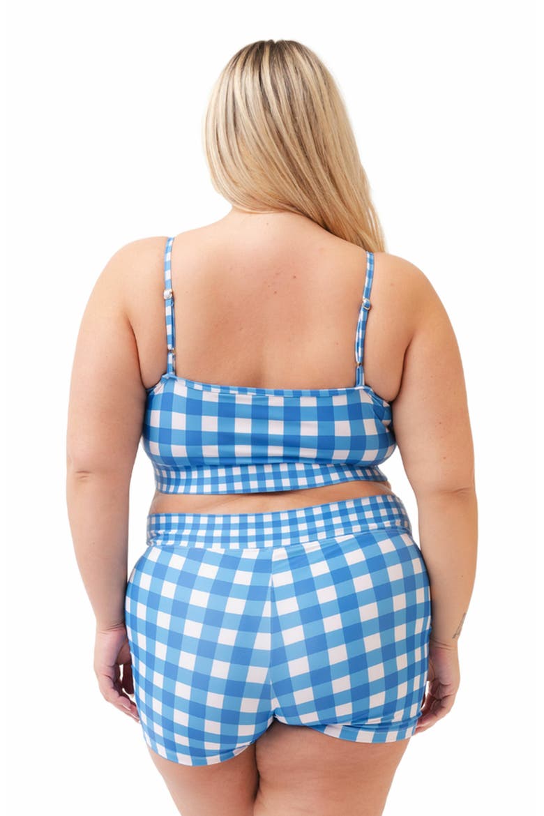 Whimsy Floral Retro Boy Short - XS, Alternate, color, Blue Gingham