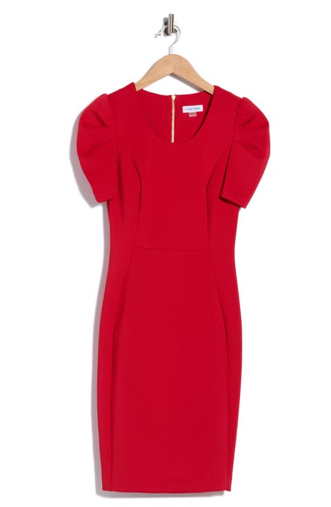 Short Sleeve Scuba Sheath Dress