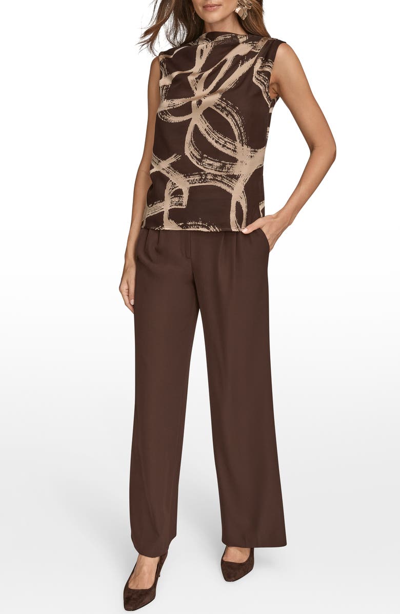 Donna Karan New York Burnout Gathered Shoulder Top, Alternate, color, Choclate