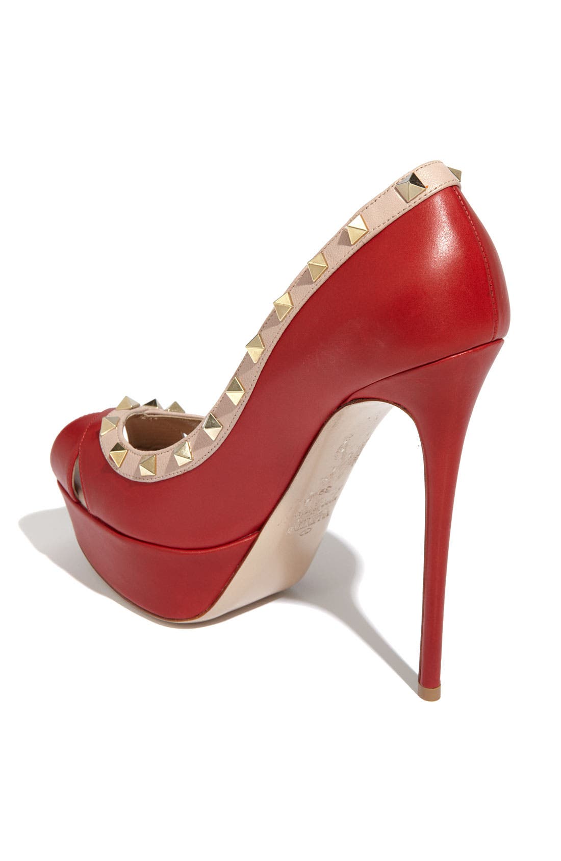 Valentino 'Rockstud' Open Toe Pump, Alternate, color, RED