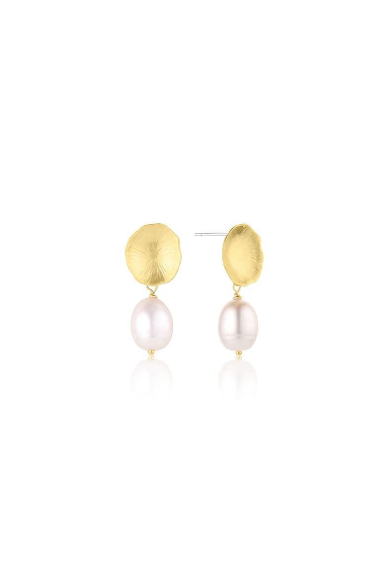 Dylan Pearl Earrings, Main, color, Gold
