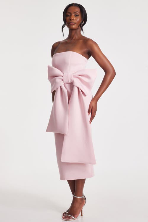 Quiz Strapless Bow Detail Maxi Dress In Pale Pink