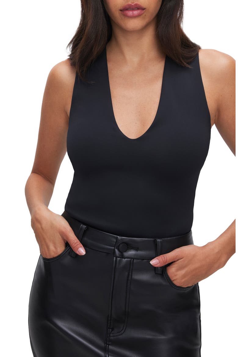 Sculpting Deep V Tank Bodysuit, Main, color, BLACK001