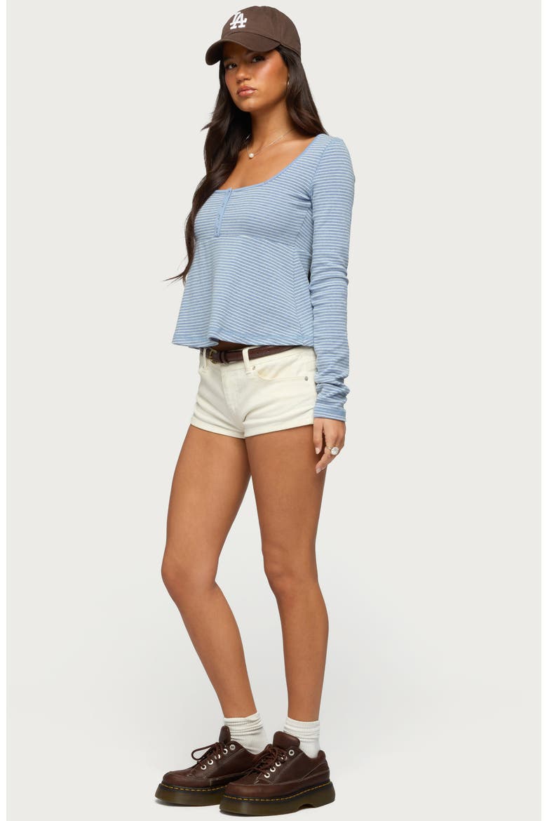 Sare Stripe Knit Babydoll Top, Alternate, color, LIGHT-BLUE