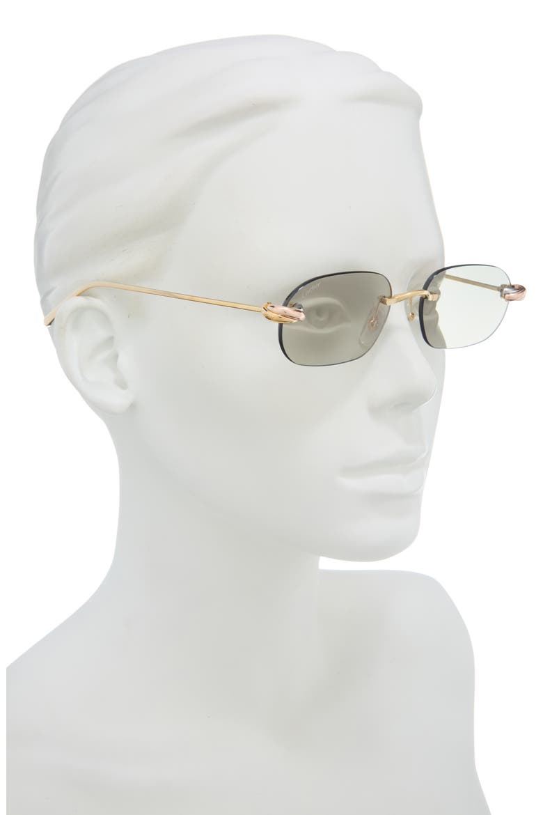 55mm Frameless Rectangular Sunglasses, Alternate, color, GOLD