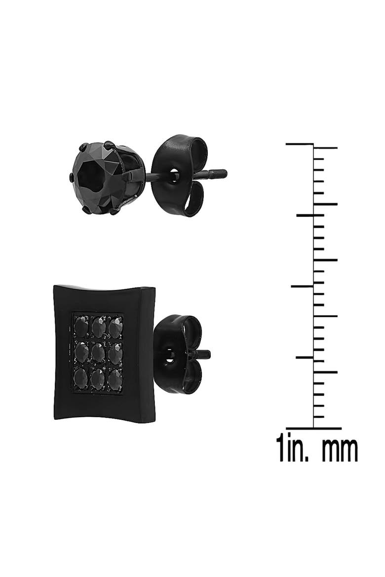 Set of 2 Stud Earrings, Alternate, color, BLACK