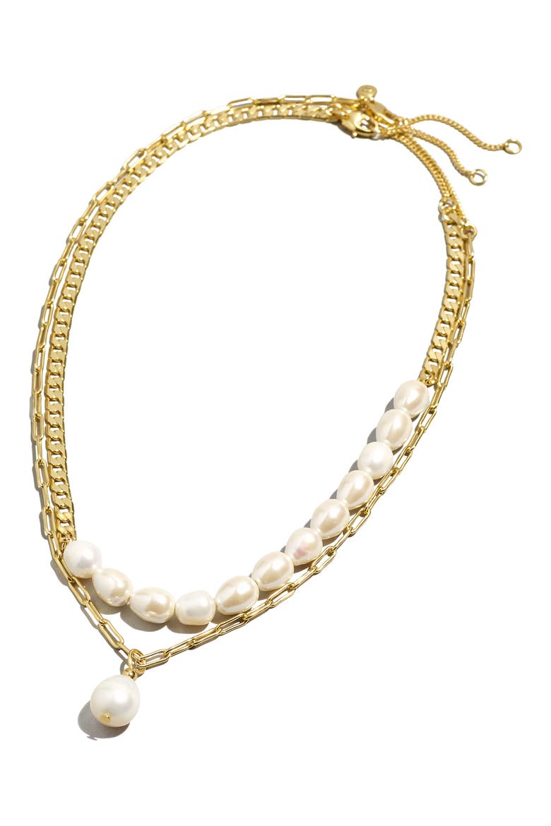 Set of 2 Freshwater Pearl Necklaces, Main, color, VINTAGE GOLD