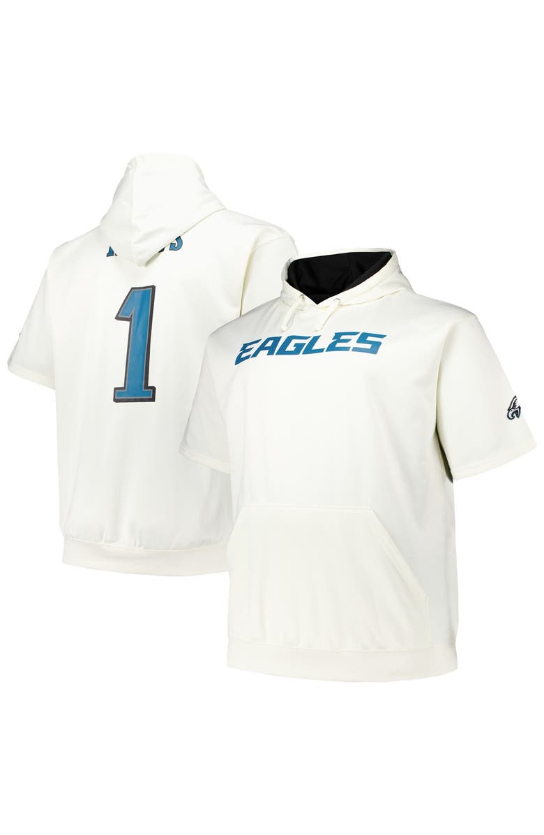 FANATICS Men's Fanatics Jalen Hurts Cream Philadelphia Eagles Big & Tall Short Sleeve Hoodie T-Shirt, Main, color, Cream