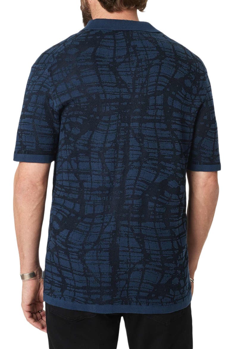 Cayden Jacquard Short Sleeve Full Button Cardigan, Alternate, color, NAVY